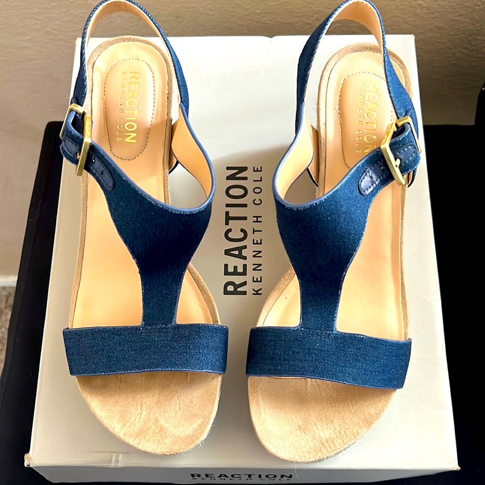 Reaction Kenneth Cole Espadrille Wedge Heel Sandal Size 8